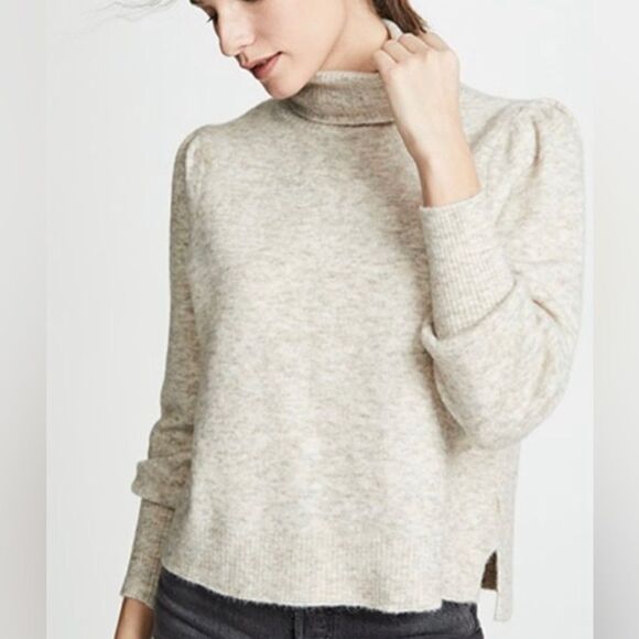 FRAME Swingy Turtleneck Sweater Oatmeal Alpaca Wool - Picture 1 of 10